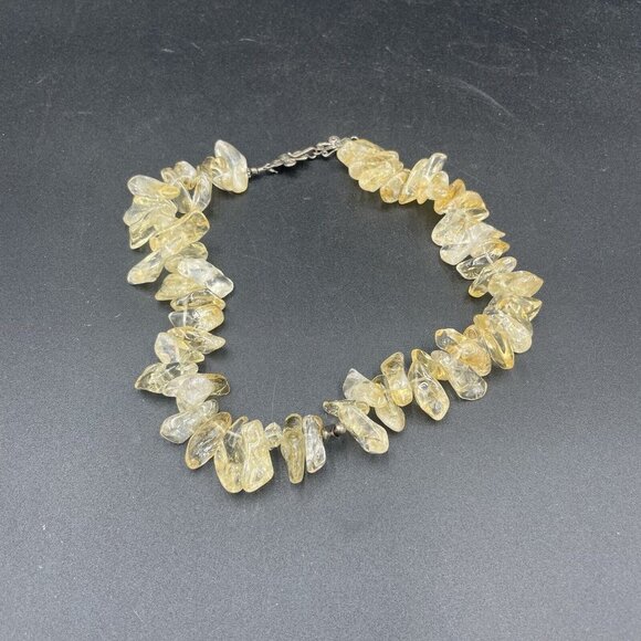 Polished Citrine Bead Choker Necklace Sterling Silver 18” Yellow Heavy - Picture 4 of 6